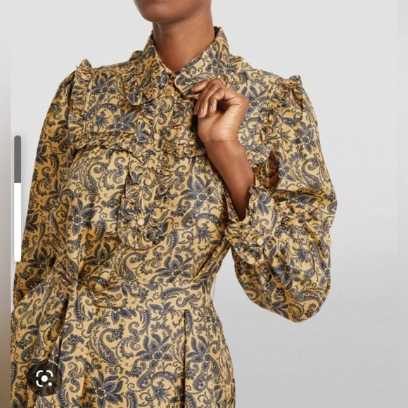 SANDRO Floral Print Mini Dress GOLD BLUE Mini Dresses - Picture 3 of 8